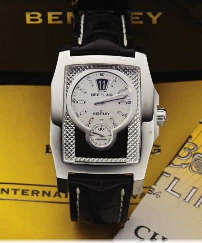 BREITLING REF. A28362 FOR BENTLEY JUMP HOUR STEEL.Breitling, For Bentley, Flying B, Officially Certified Chronometer,.case No. 2155134, Ref A28362. Made in 2006, sold December 15th.2006..Fine, oversized, rectangular curved, jump-hour, self-winding, water-