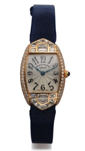 FRANCK MULLER REF. 2250 LADY'S PINK GOLD.DIAMOND.Frank Muller, Cintrée Curvex, No. 16, Ref. 2250 QZ HJ. Made in the 2000s..Fine, tonneau-shaped, 18K pink gold and diamond-set lady's quartz.wristwatch with an 18K pink gold Franck Muller buckle set with fou