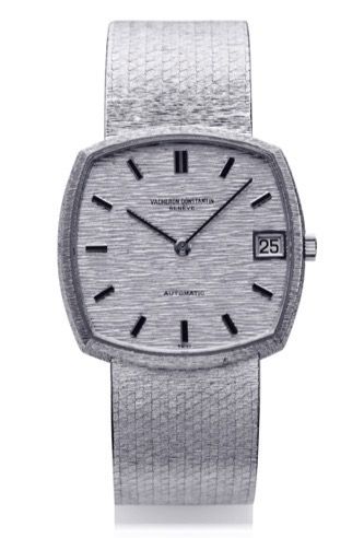 VACHERON CONSTANTIN.REF. 7391 WHITE GOLD.Vacheron Constantin, Geneve, No. 667395, case No..490152, Ref. 7391 0. Made in the 1970s..Fine and rare, square and thin, self-winding, 18K white.gold wristwatch with date and an integrated 18K.white gold Vache
