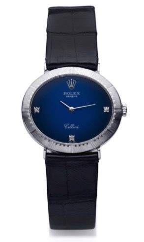 ROLEX REF. 4083 CELLINI WHITE GOLD.Rolex, Geneve, Cellini, Ref. 4083. Made in the 1970s..Fine and elegant, thin, horizontal oval, 18K white gold.wristwatch with a stainless steel Rolex buckle..Dial, case and movement signed.