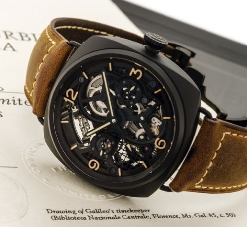 PANERAI REF. PAM 348 LO SCIENZIATO RADIOMIR TOURBILLON GMT CERAMICA.Officine Panerai, Firenze 1860, No. M 23 / 30, OP6809, case No. BB 1454822. Made in a unique edition of.30 units in 2010..Very fine and extremely rare, large, cushion-shaped, two time zon