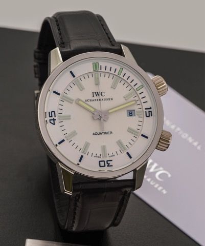 IWC REF. 3231 AQUATIMER PLATINUM.International Watch Co., Schaffhausen, Aquatimer Automatic.case No. 3393557, limited No. 091 / 500, Ref. 3231. Made in a.limited edition of 500 pieces in 2008 to commemorate the 140th.anniversary of IWC..Very fine and rare
