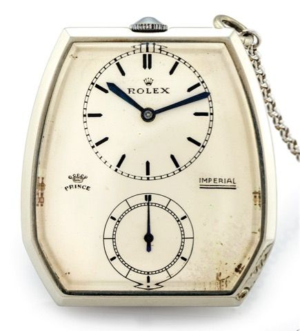 ROLEX REF. 1586, WHITE GOLD PRINCE IMPERIAL.Rolex, Prince Imperial, Ref. 1586, movement No. 1000884, case No..1003410, Ref. 1586. The case with Glasgow import marks for 1931-2..Fine, assymetric, 18K white gold keyless dress watch with.Observatory movement