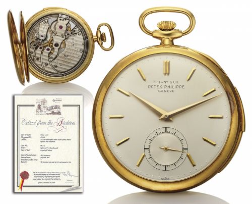 PATEK PHILIPPE REF. 772 MINUTE REPEATER RETAILED BY TIFFANY CO. YELLOW GOLD.Patek Philippe Cie, Genève, Retailed by Tiffany Co. No. 198009, case No. 681111, Ref. 772. Made in the 1950s..Fine and elegant 18K yellow gold keyless, minute repeating dres