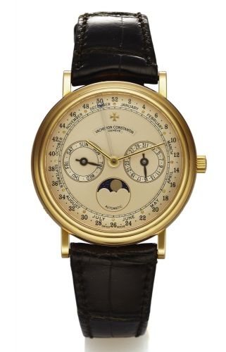 VACHERON CONSTANTIN REF. 47052 TRIPLE DATE.MOONPHASE YELLOW GOLD.Vacheron Constantin, Genève, Automatic, case No. 646219, Ref. 47052..Made circa 2002..Very fine, self-winding, water-resistant, 18K yellow gold wristwatch with.triple date, moon phases, 52-w