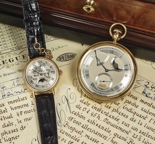 BREGUET SOUSCRIPTION SET NO. 34 YELLOW GOLD.Breguet, Souscription Set No. 34, Ref. 3430 (the wristwatch) and Ref. 1819 (the pocket watch). Made in a small series in 1991.to celebrate Antiquorum's Geneva auction The Art of Breguet in April 1991..Extremely 