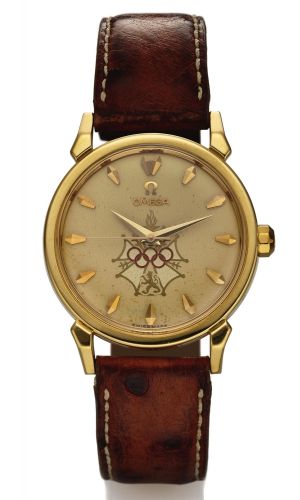 OMEGA REF. 2850 OLYMPIC SEAMASTER.YELLOW GOLD.Omega, Seamaster XVI, movement No. 14735989, case.No. 11425019, Ref. 2850 SC. Made for the XVI Olympic.Games in 1956 in Melbourne..Fine and rare, center seconds, self-winding, water-.resistant, 18K yellow gold