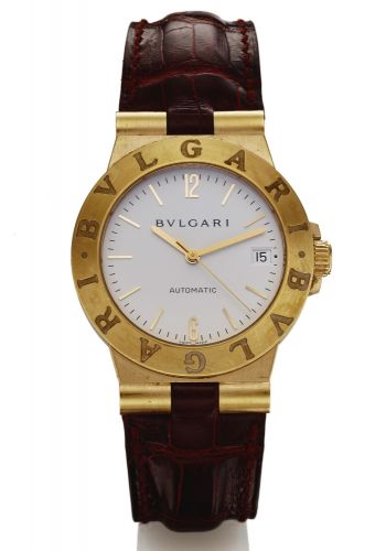 BULGARI REF. LCV 35 G AUTOMATIC YELLOW GOLD.Bulgari, Automatic case No. L1526, Ref. LCV 35 G. Made in.the early 2000s..Fine, water-resistant, self-winding, 18K yellow gold.wristwatch with date and an 18K yellow gold Bulgari buckle..Dial, case and movement