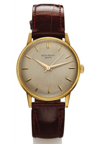 PATEK PHILIPPE REF. 3411 YELLOW GOLD.Patek Philippe, Genève, No. 707182, case No. 2619392.Ref. 3411. Made circa 1960..Fine and rare, center seconds, 18K yellow gold.wristwatch..Dial, case and movement signed.
