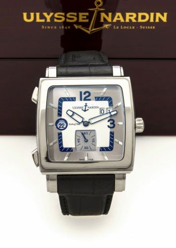 ULYSSE NARDIN DUAL TIME REF. 243-92 STEEL A fine and rare self-winding stainless steel wristwatch with dual time and large date.