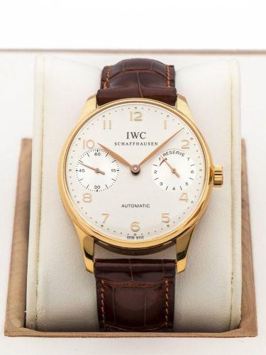 IWC PORTUGIESER REF. 5000 POWER RESERVE ROSE GOLD LIMITED EDITION, 403/750 A very fine and rare self-winding 18K rose gold wristwatch with 7-day power reserve indication.