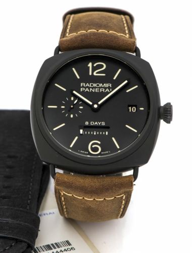 OFFICINE PANERAI RADIOMIR 8 DAYS REF. PAM00384 CERAMIC LIMITED EDITION, 0090/0700 A fine and rare manual-winding ceramic and titanium wristwatch with 8-day power reserve indication.