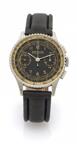 BREITLING REF. 769 CHRONOGRAPH STEEL A fine manual-winding stainless steel wristwatch with chronograph. Reprinted Dial 