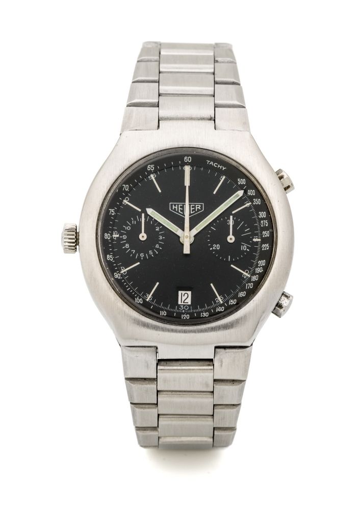HEUER DAYTONA REF. 110 213 Fine, manual winding steel chronograph wristwatch.