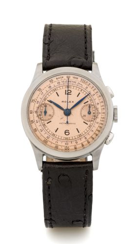 ROLEX REF 2811 CHRONOGRAPH STEEL Very fine and rare, anti-magnetic, stainless steel wristwatch, square-shaped button chronograph, register with tachometer.