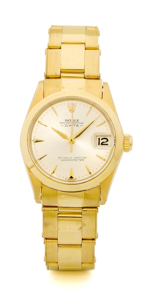 ROLEX DATE REF. 6624 YELLOW GOLD 18K Fine and rare self winding, 18k wristwatch