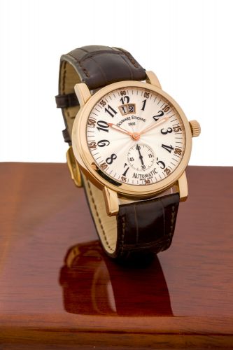 SCHWARZ ETIENNE A fine and rare limited edition self winding 18k pink gold wristwatch with small second and big date.