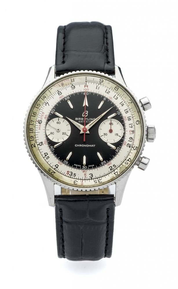 BREITLING CHRONOMAT REF. 808 CHRONOGRAPH STEEL Fine, manual-winding, stainless steel wristwatch with chronograph.
