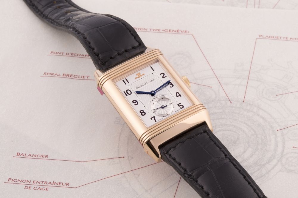 JAEGER LECOULTRE REVERSO TOURBILLON REF. 270.2.68 ROSE GOLD LIMITED EDITION N. 333/500 Extremely fine and rare, manual-winding, 18K rose gold wristwatch with one-minute tourbillon and 40-hour power reserve indication.