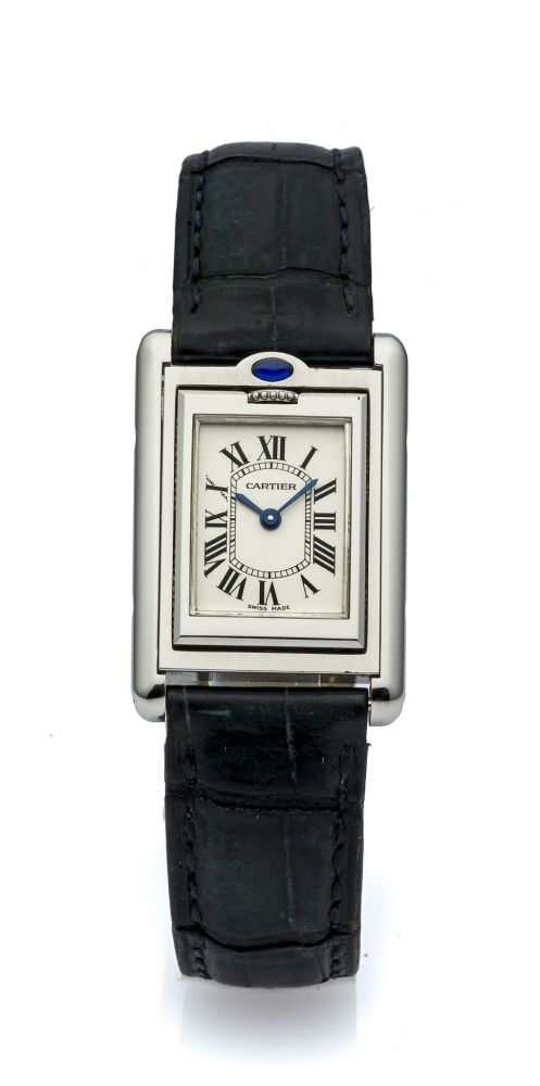 CARTIER TANK BASCULANTE LADY'S REF. 2386 QUARTZ STEEL Fine, quartz, stainless steel lady's wristwatch.