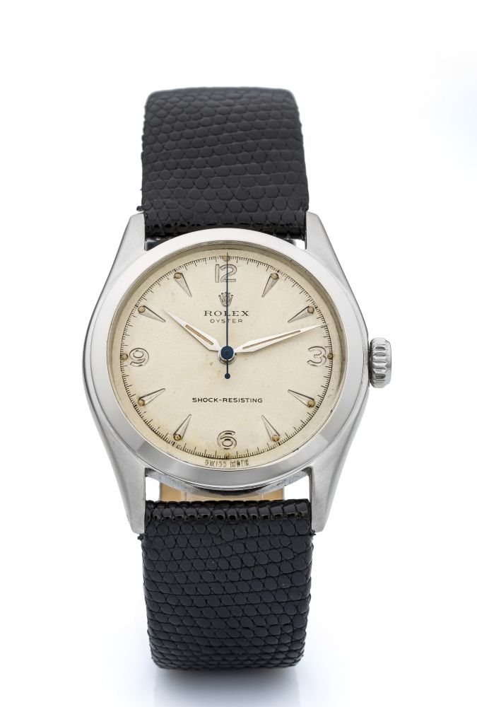 ROLEX, REF. 6082 A fine and attractive, manual wind, stainless steel wristwatch.