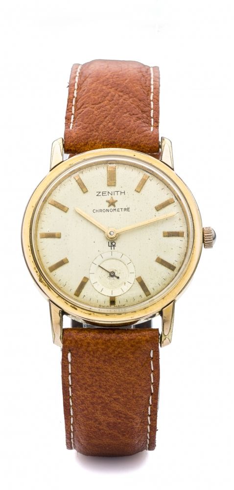 ZENITH, A SET OF TWO CHRONOMETER WRISTWATCHES A set of two, one stainless steel and the other gold plated, manual wind Chronometer wristwatches.