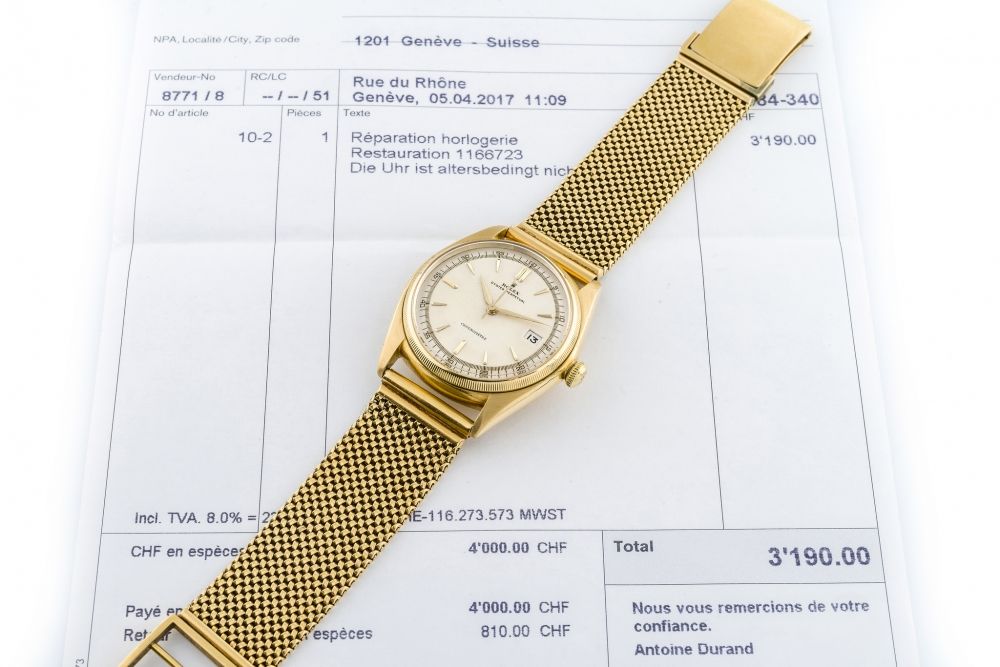 ROLEX, REF. 4467, OVETTONE, TWO-TONE DIAL, YELLOW GOLD A fine, rare, large, self-winding, 18k yellow gold wristwatch with two-tone dial.