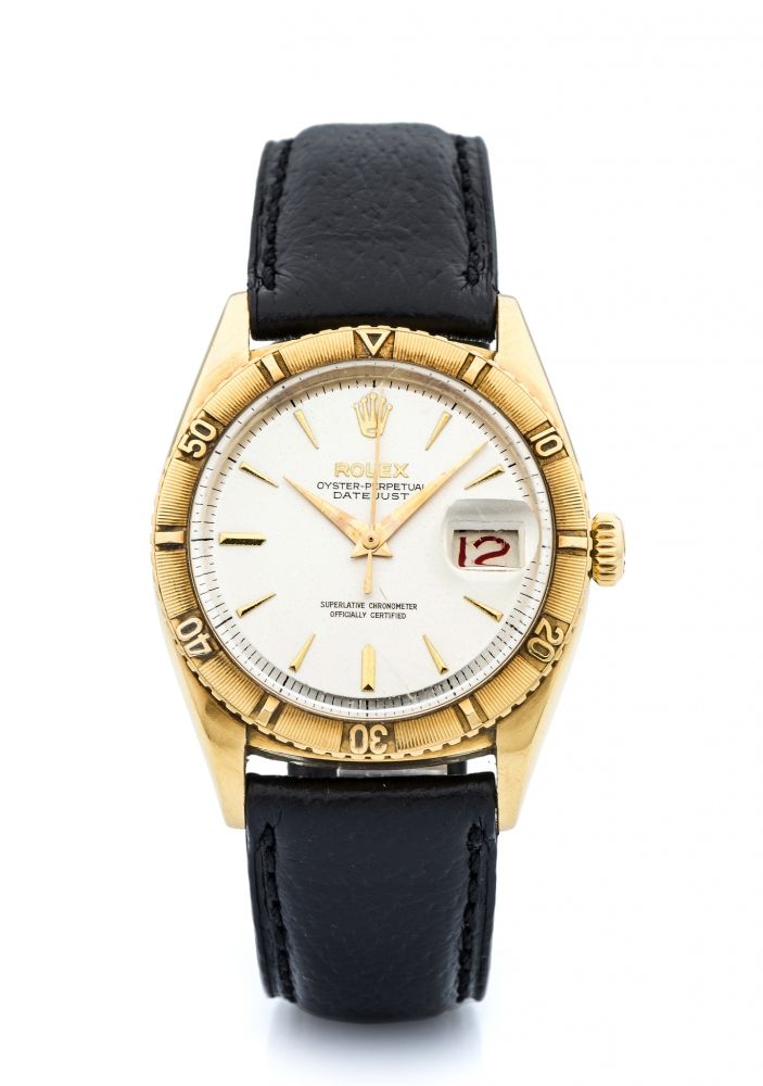 ROLEX, REF. 6309, DATEJUST, THUNDERBIRD A fine, self-winding, 18k yellow gold wristwatch with date.