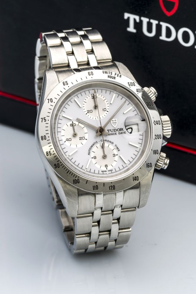 TUDOR, REF. 79280, PRINCE DATE CHRONOGRAPH A fine, self-winding, stainless steel chronograph wristwatch with date.