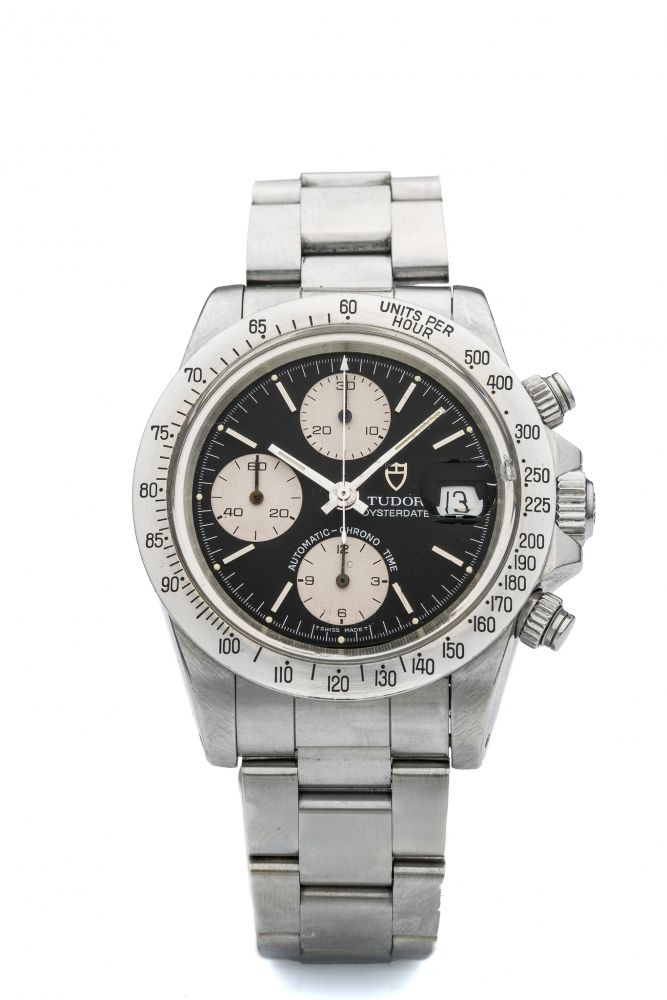 TUDOR, REF. 79160, BIG BLOCK CHRONOGRAPH A fine, self-winding, stainless steel chronograph wristwatch with date.