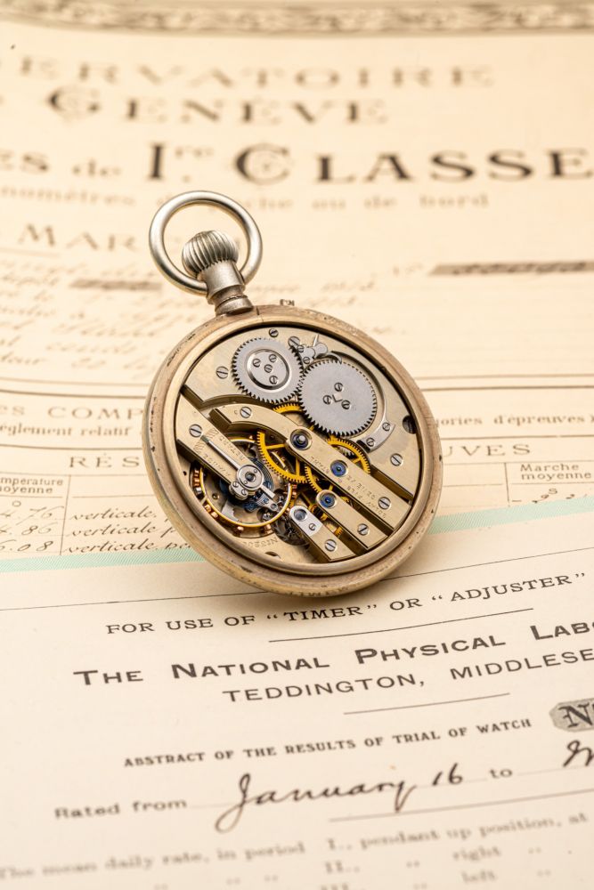 CHRONOMETER PRECISION WATCH FOR GENEVA OBSERVATORY TRIAL AND TEDDINGTON OBSERVATORY TRIAL.