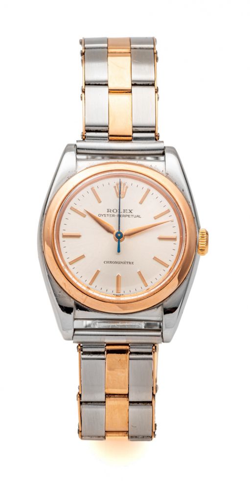 ROLEX, REF. 3133, BUBBLEBACK, STEEL AND PINK GOLD