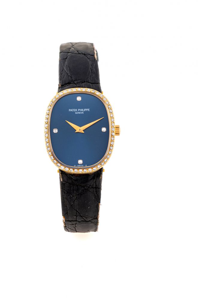 PATEK PHILIPPE, REF. 4382, ELLIPSE, DIAMOND INDEXES AND BEZEL, YELLOW GOLD