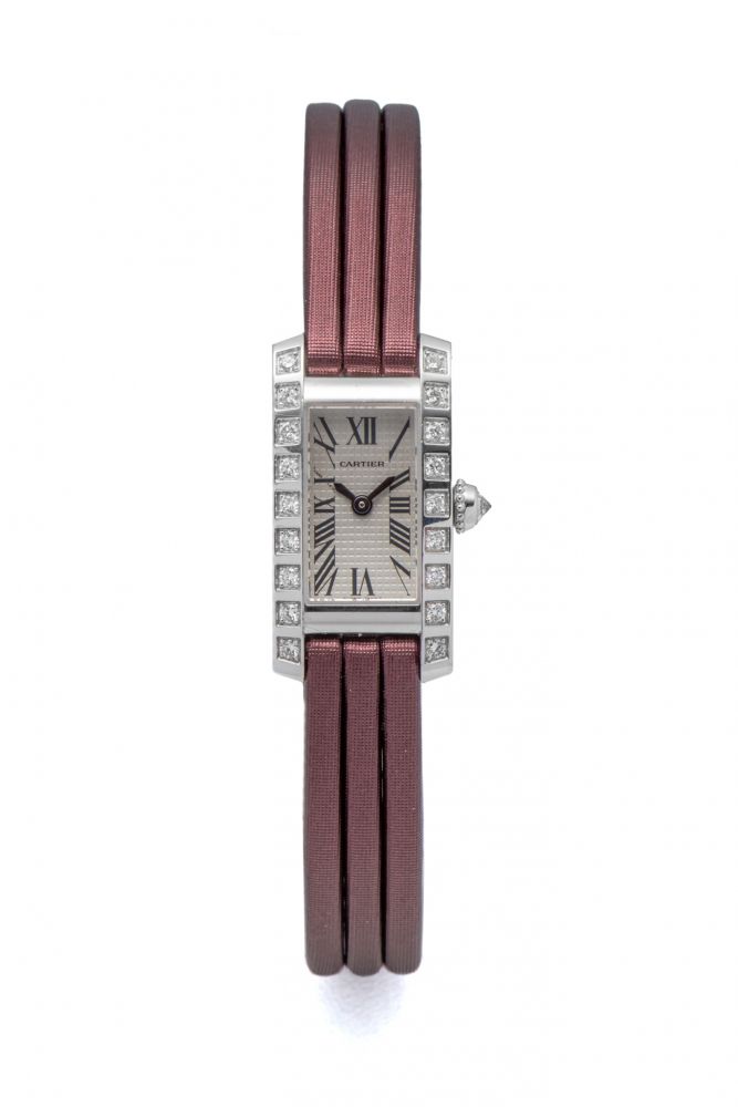 CARTIER, REF. 2544, TANK ALLONGÉE, WHITE GOLD AND DIAMOND-SET