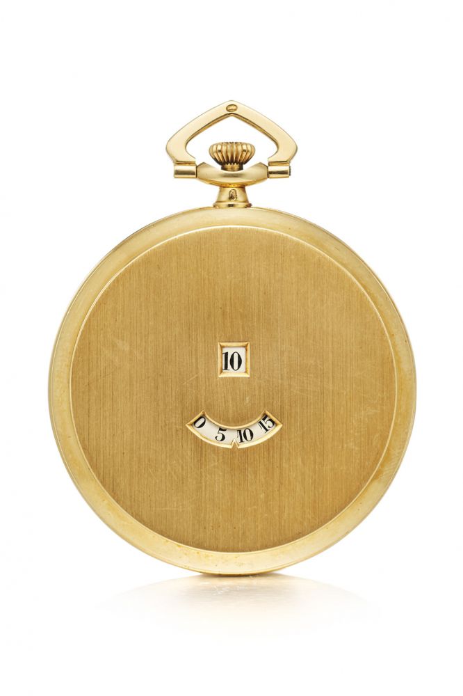 HAAS NEVEUX CO. FOR BERLIOZ LEROY ART DECO THIN DRESS-WATCH, DIGITAL HOURS AND MINUTES. 18K YELLOW GOLD