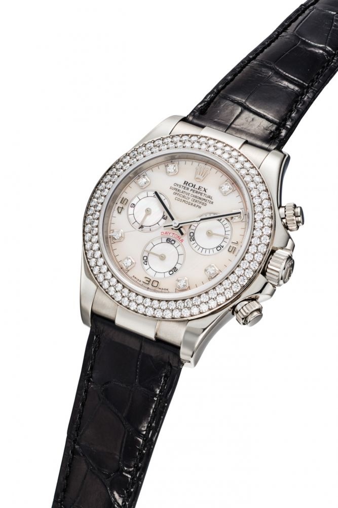ROLEX REF. 116589RBR, DAYTONA 18K WHITE GOLD, DIAMOND AND MOTHER OF PEARL