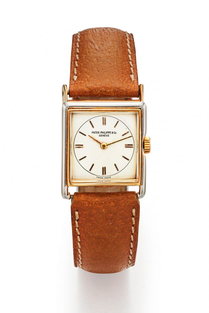 PATEK PHILIPPE REF. 576, DRIVER’S, TWO-TONE ASYMMETRICAL CASE. 18K PINK AND WHITE GOLD