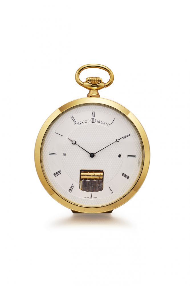 REUGE MUSIC GILT-METAL KEYLESS MUSICAL POCKET WATCH