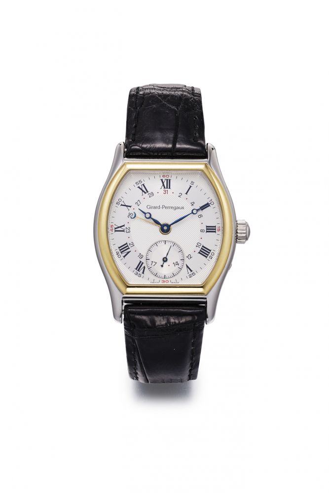 GIRARD-PERREGAUX RICHEVILLE TONNEAU DATE AND ALRAM AUTOMATIC. STAINLESS STEEL