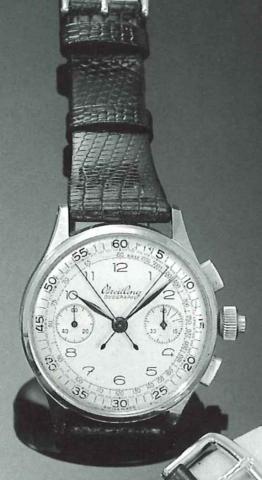 Breitling Duograph, Ref. 762, 1930's. Fine and rare, stainless steel gentleman's wristwatch.with square button split-second chronograph, register.and tachometer.