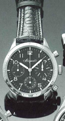 Breguet, No. 1033.1950's..Fine, stainless steel gentleman's military wristwatch, with.retour en vol round button chronograph and registers.