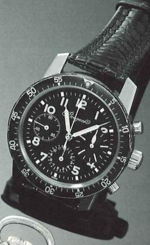 Breguet, No. B 21628.1950's. Fine, stainless steel gentleman's military wristwatch.with retour en vol round button chronograph and.registers.