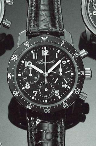 Breguet, No. 21799, 1950 's..Fine stainless steel gentleman's military wristwatch with.retour en vol round button chronograph and registers.