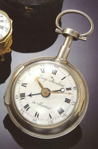 Luigi Moschini in Firenze, Italian, circa 1820..Fine silver, quarter repeating coach watch with.alarm.