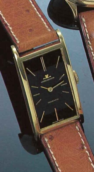 Jaeger LeCoultre Voguematic, 1940's..Fine and unusual rectangular curved, self-winding.18ct gold gentleman's wristwatch.