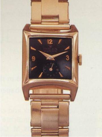 Rolex Perpetual, Ref. 8126. Produced in the 1950's..Fine carr_ galb_, self-winding, 18K pink gold lady's wristwatch with an 18K pink gold bracelet.