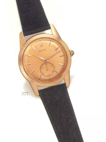 Rolex, Ref. 8405. Produced in the 1950's..Fine 18K pink gold chronometer gentleman's wristwatch.