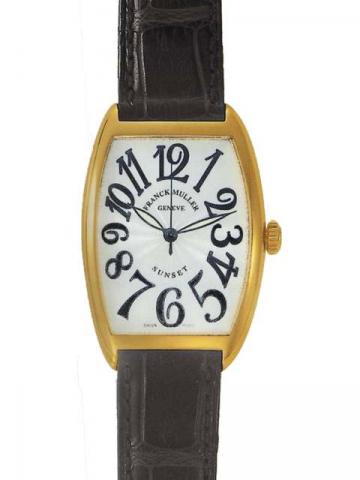 Franck Muller, Cintree Curvex, Sunset, Ref. 2852SC. Produced in the late 1990's.Fine and elegant, tonneau-shaped, center-seconds, self-winding, 18K yellow gold gentleman's wristwatch with 18K yellow gold Franck Muller buckle. Accompanied by a box.