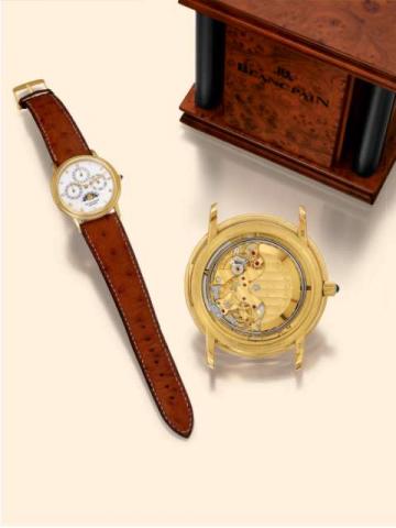 Blancpain, Automatic, No. 27, Ref. 5335-1490 A 58. Produced in the 1980's, completed in September 1989 by the Master Watchmaker Charles Andr_ Piguet..Very fine and rare, astronomic, minute-repea-ting, self-winding, 18K yellow gold gentle-man's wristwatch 