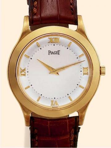 Piaget, Citea Georges Piaget, Ref. 91000. Produced in a limited edition of 200 examples in the 1990's..Very fine and rare, elegant, water-resistant, 18K yellow gold gentleman's wristwatch with an 18K yellow gold Piaget buckle.